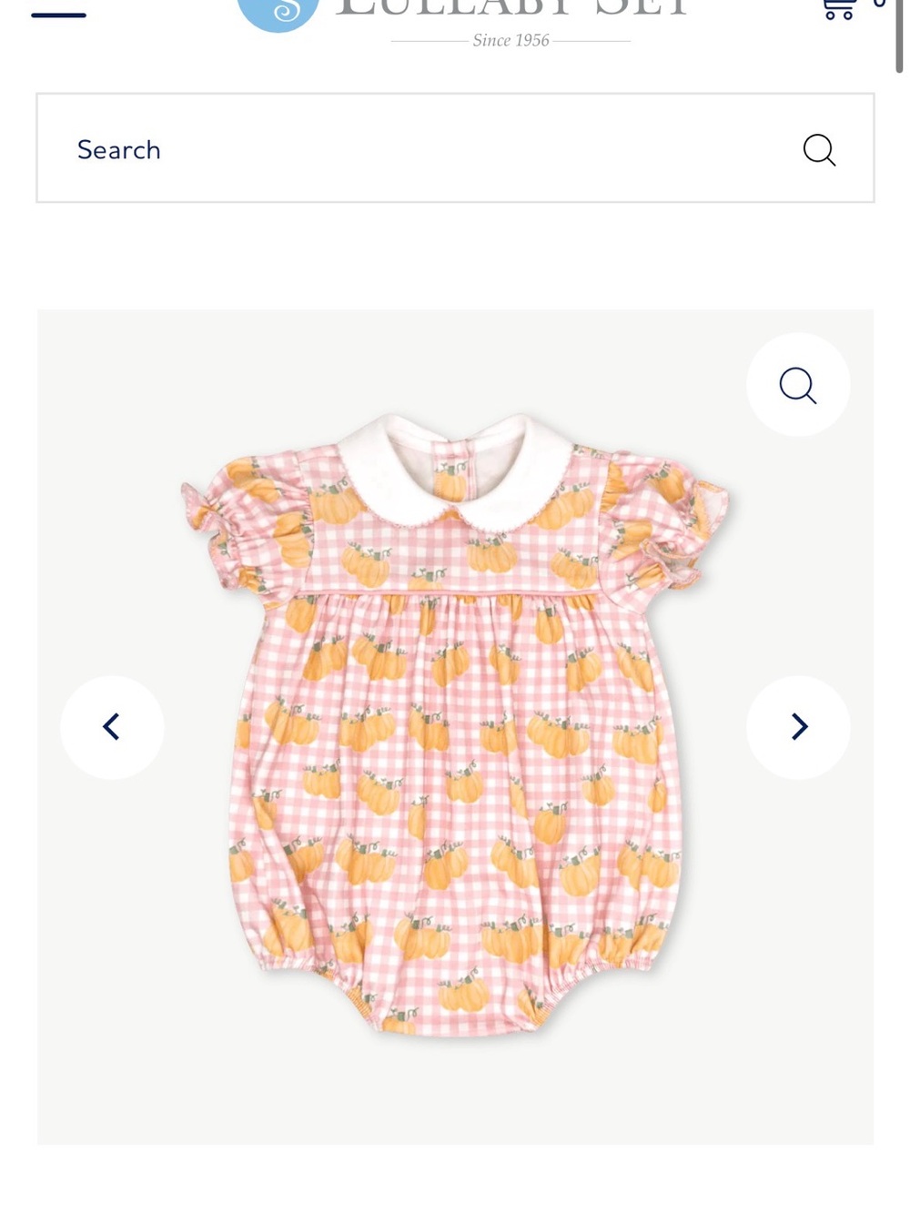 LULLABY SET | Pink Gingham Pumpkin Bubble Romper with White Peter Pan Collar